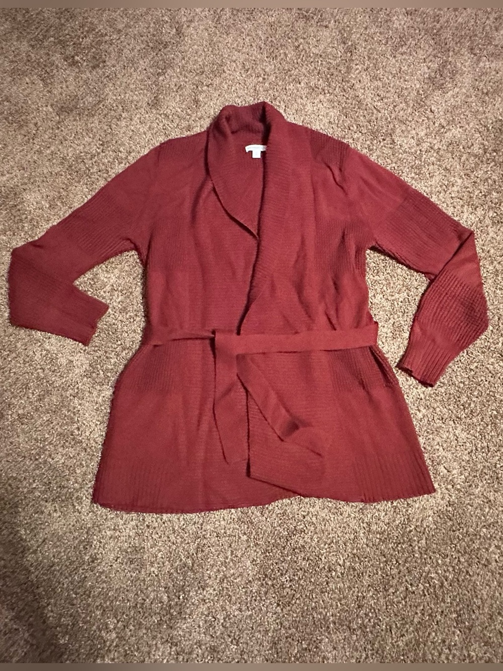 New York & Company Dark Red Belted Open-Front Cardigan size Medium